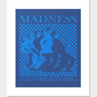 Madness - Retro Checkerboard Blue Posters and Art